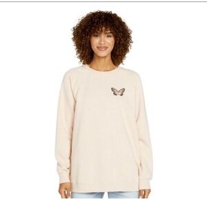 NWOT VOLCOM STONE MAGIC BF CREW
WOMEN’S SWEATSHIRT DUSTY ROSE - BUTTERFLY SIZE L